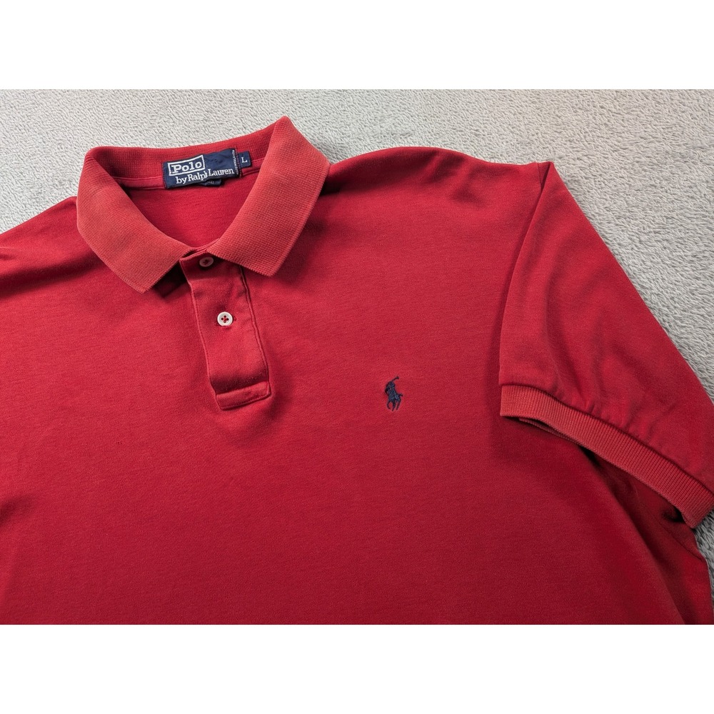 Polo Ralph Lauren Men Size L Red Cotton Short Sleeve Classic Fit Polo Shirt